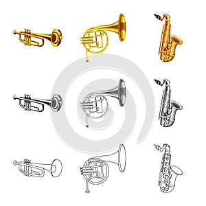 Vector design of music and tune sign. Set of music and tool stock symbol for web.