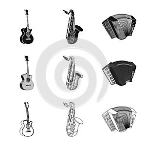 Vector design of music and tune sign. Set of music and tool stock symbol for web.