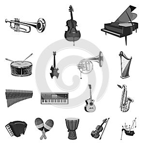 Vector design of music and tune sign. Set of music and tool stock symbol for web.