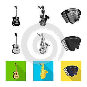 Vector design of music and tune symbol. Collection of music and tool stock vector illustration.