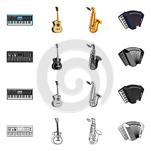 Vector design of music and tune symbol. Collection of music and tool vector icon for stock.