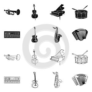 Vector design of music and tune symbol. Set of music and tool stock vector illustration.