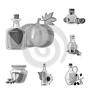 Vector design of nutrition and organics icon. Collection of nutrition and glass stock symbol for web.