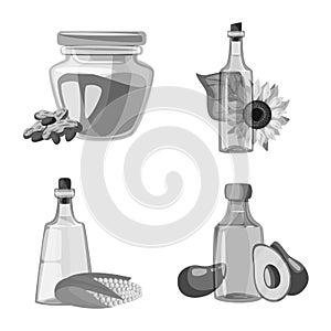 Vector design of nutrition and organics icon. Set of nutrition and glass stock symbol for web.