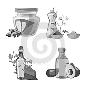 Vector design of nutrition and organics icon. Set of nutrition and glass stock vector illustration.