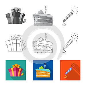 Vector design of party and birthday icon. Collection of party and celebration stock vector illustration.