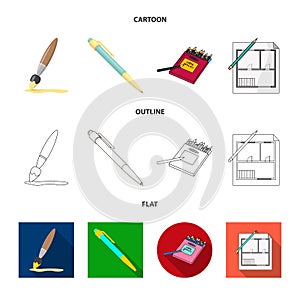 Vector design of pencil and sharpen symbol. Set of pencil and color stock vector illustration.