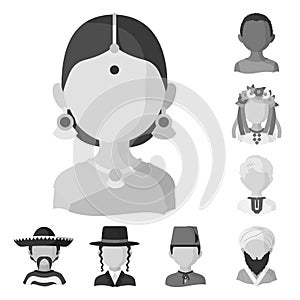 Isolated object of person and culture icon. Collection of person and race  stock vector illustration. photo