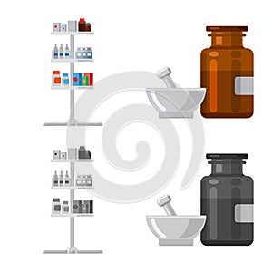 Vector design of pharmacy and hospital logo. Collection of pharmacy and business vector icon for stock.