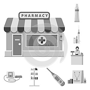 Vector design of pharmacy and hospital logo. Collection of pharmacy and business vector icon for stock.