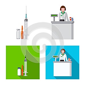 Vector design of pharmacy and hospital logo. Collection of pharmacy and business vector icon for stock.
