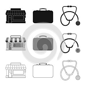 Vector design of pharmacy and hospital logo. Collection of pharmacy and business vector icon for stock.