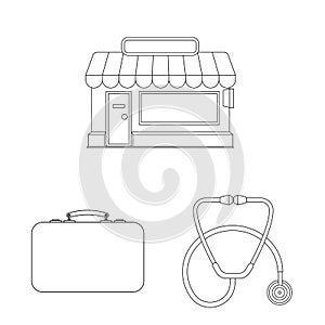 Vector design of pharmacy and hospital logo. Set of pharmacy and business stock symbol for web.