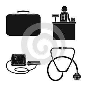 Vector design of pharmacy and hospital logo. Set of pharmacy and business vector icon for stock.