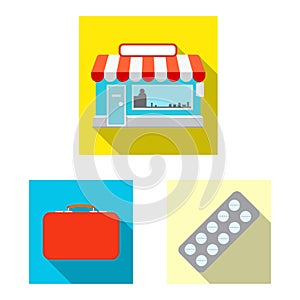 Vector design of pharmacy and hospital logo. Set of pharmacy and business vector icon for stock.