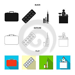 Vector design of pharmacy and hospital sign. Set of pharmacy and business vector icon for stock.