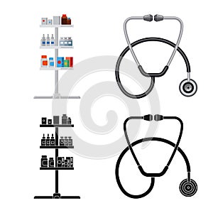 Vector design of pharmacy and hospital symbol. Collection of pharmacy and business stock symbol for web.