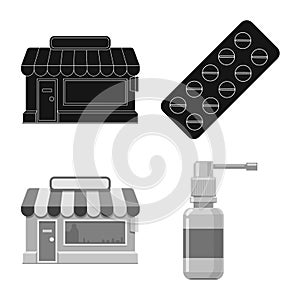 Vector design of pharmacy and hospital symbol. Collection of pharmacy and business vector icon for stock.