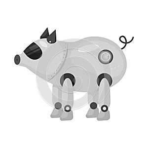 Vector design of pig and robotic sign. Set of pig and cybernetics vector icon for stock.