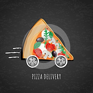 Vector design for pizza delivery, italian restaurant menu, cafe, pizzeria.
