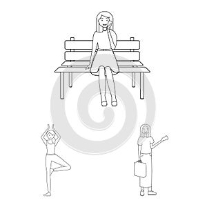 Vector design of posture and mood sign. Collection of posture and female stock vector illustration.