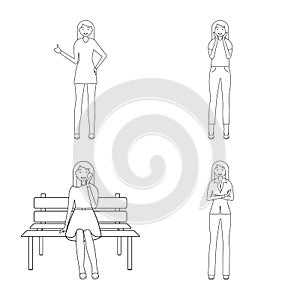 Vector design of posture and mood symbol. Collection of posture and female stock symbol for web.