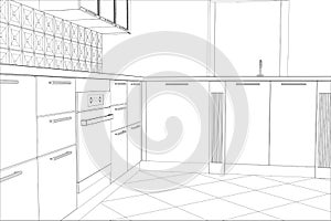 Vector design process in wire-frame Illustration