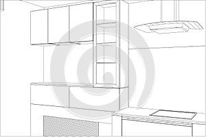 Vector design process in wire-frame Illustration