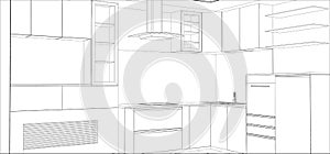 Vector design process in wire-frame Illustration