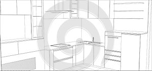 Vector design process in wire-frame Illustration
