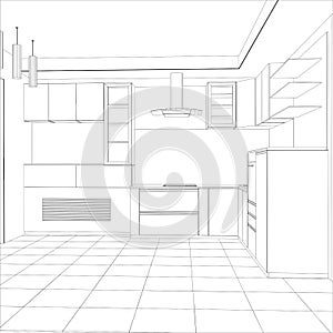 Vector design process in wire-frame Illustration