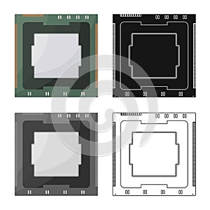 Vector design of processor and chip sign. Collection of processor and data stock vector illustration.