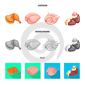 Vector design of product and poultry logo. Collection of product and agriculture stock vector illustration.