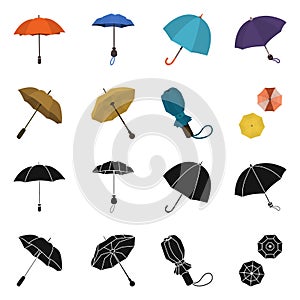 Vector design of protection and closed symbol. Set of protection and rainy stock symbol for web.