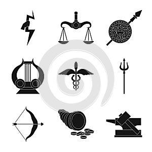 Vector design of religion and myths icon. Set of religion and greek stock symbol for web.