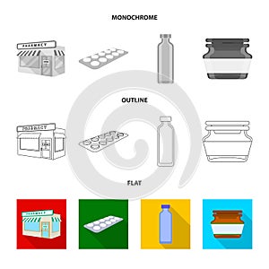 Vector design of retail and healthcare icon. Set of retail and wellness stock symbol for web.