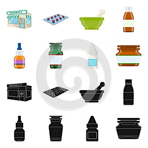 Vector design of retail and healthcare icon. Set of retail and wellness stock symbol for web.