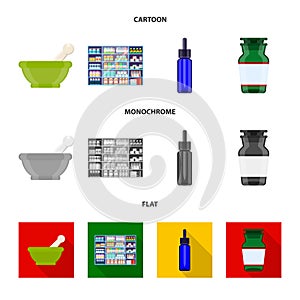 Vector design of retail and healthcare icon. Set of retail and wellness stock vector illustration.