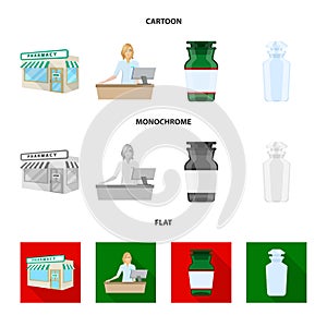 Vector design of retail and healthcare icon. Set of retail and wellness stock vector illustration.