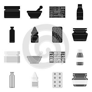 Vector design of retail and healthcare icon. Set of retail and wellness stock vector illustration.