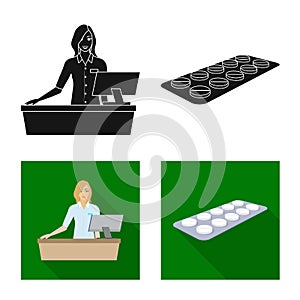 Vector design of retail and healthcare icon. Set of retail and wellness stock vector illustration.