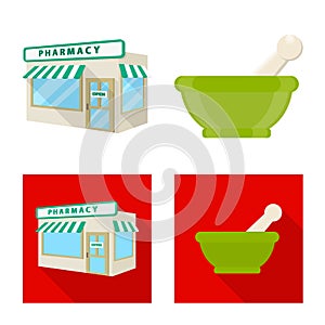 Vector design of retail and healthcare logo. Collection of retail and wellness stock symbol for web.