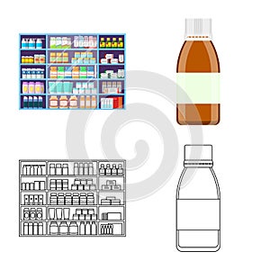 Vector design of retail and healthcare logo. Collection of retail and wellness stock vector illustration.