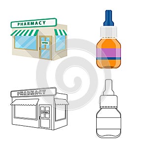 Vector design of retail and healthcare logo. Collection of retail and wellness vector icon for stock.