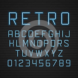 Vector design retro signboard letters with light