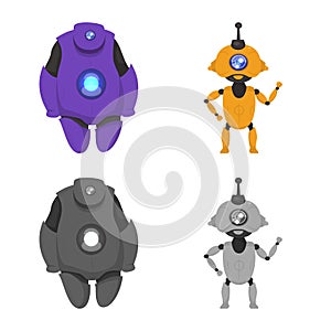 Vector design of robot and factory sign. Set of robot and space stock vector illustration.
