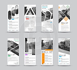 Vector design of roll-up banners with different geometric shapes