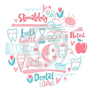 Vector design for round stomatology dental pattern