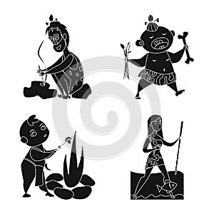Vector design of sapiens and development symbol. Collection of sapiens and age vector icon for stock.