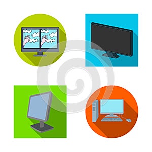 Vector design of screen and computer logo. Collection of screen and mockup stock vector illustration.